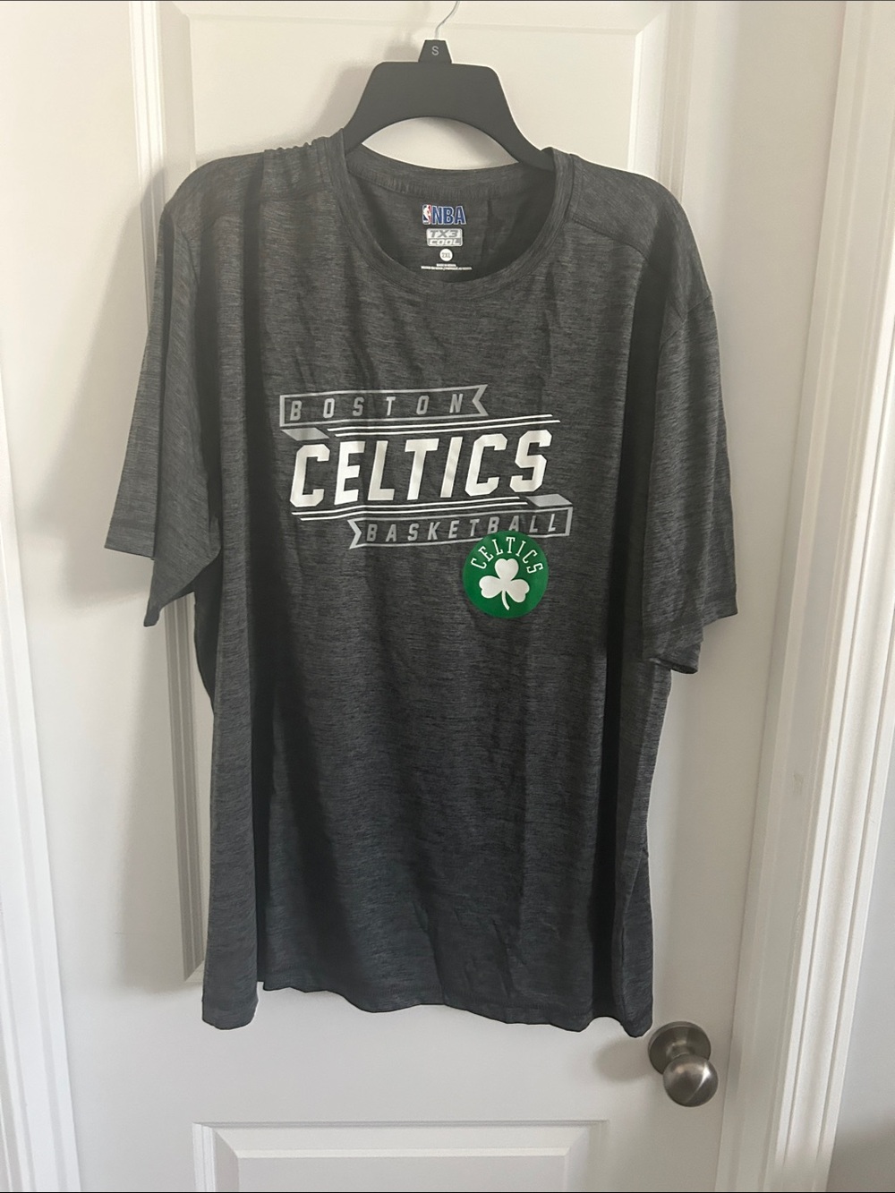 NBA Boston Celtics Dark Gray Short Sleeve Tee with Green Logo